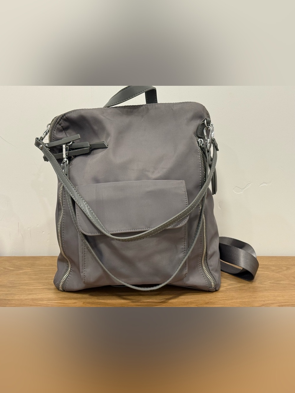 MISTIQUE Women's Gray Nylon Crossbody Backpack Tote - Stylish Everyday Bag